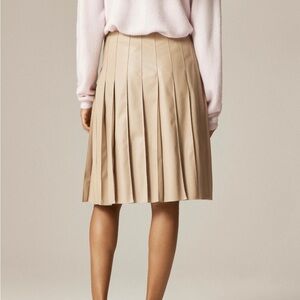 J. Crew Faux Leather Beige Pleated Skirt